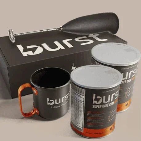 Kit Super Café com Creatina Burst com canecas personalizadas da marca e mixer